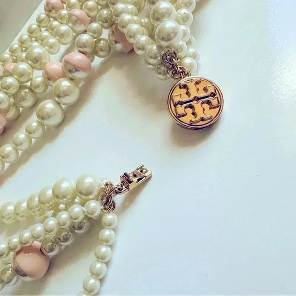 NWOT Rare Tory Burch Dipped Evie Pearl Statement Necklace - Picture 8 of 9